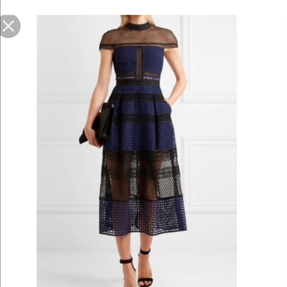 Blue navy self portrait dress 100 authentic